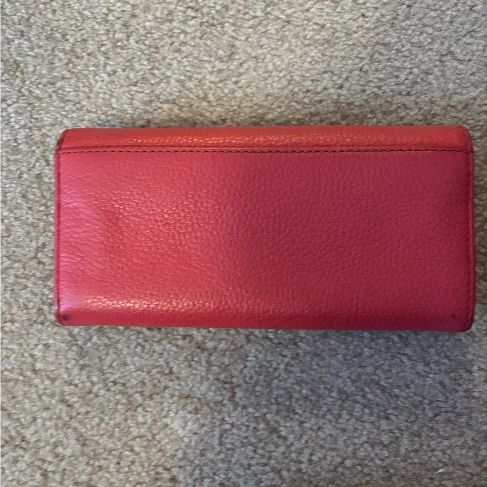 Michael Kors Cherry Red Wallet with Gold Logo - Picture 4 of 5